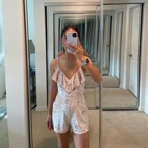 UO Pink velvet romper